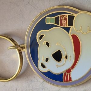 Coca-Cola Polar Bear Keychain Holding A Bottle